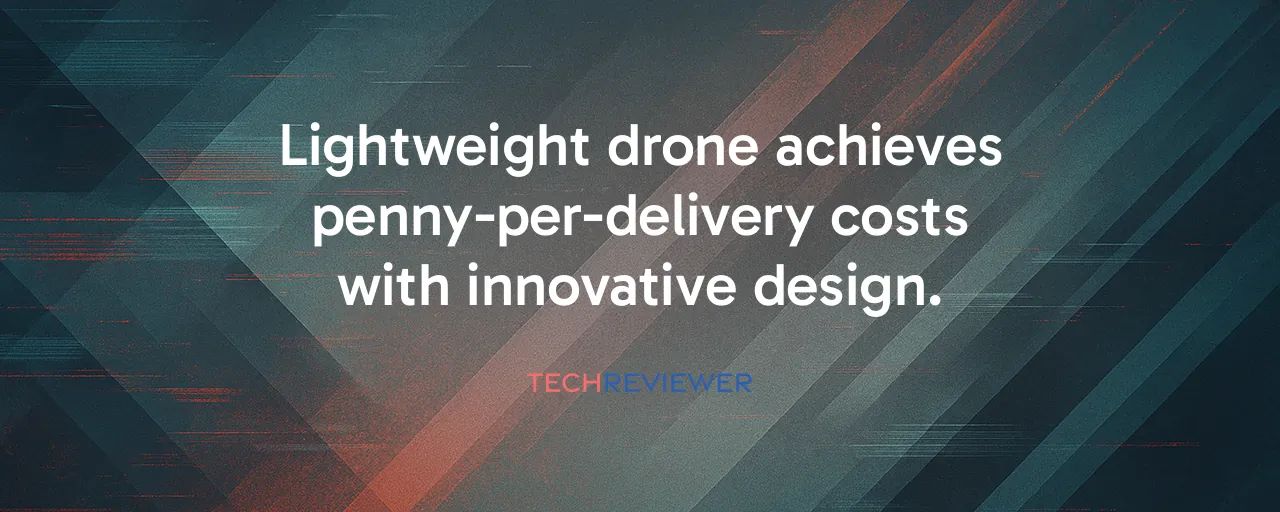 Lightweight drone achieves penny-per-delivery costs with innovative design.