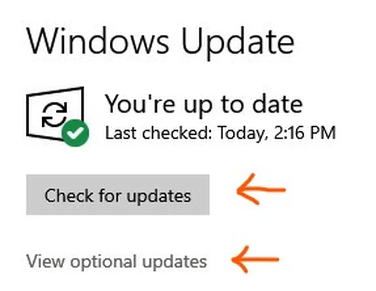 Check for updates and view optional updates on Windows 10