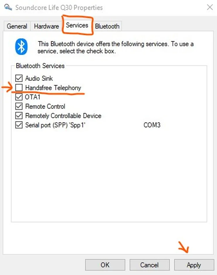 Disable Handsfree Telephony on Windows 10