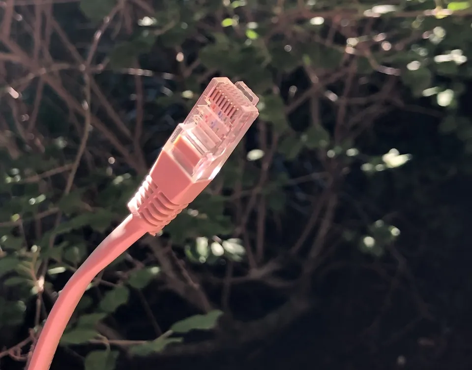 RJ-45 connector on an Ethernet cable