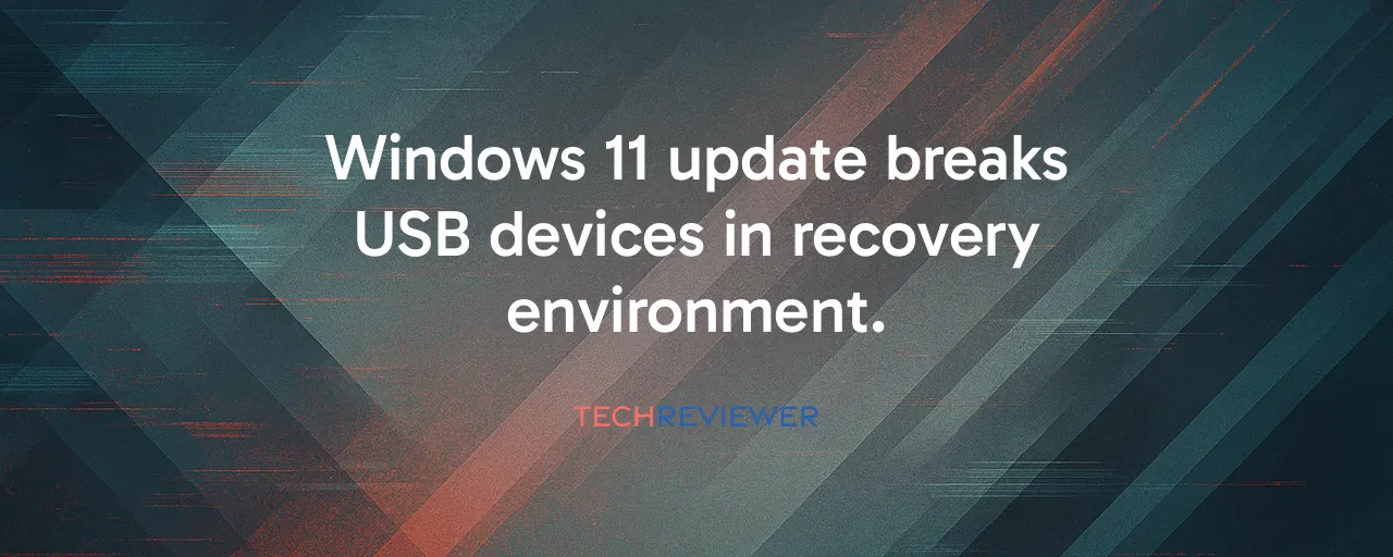 Windows 11 update breaks USB devices in recovery environment. Windows 11 update breaks USB devices in recovery environment.